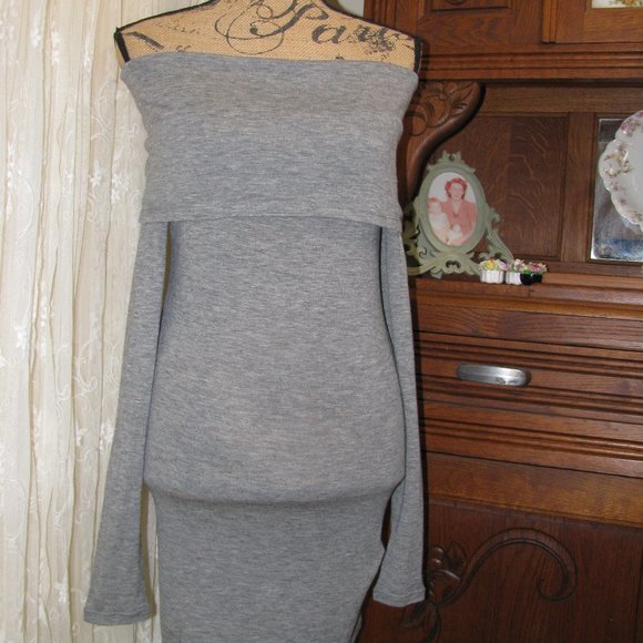 Gray Off-the-Shoulder Dress - Picture 1 of 6